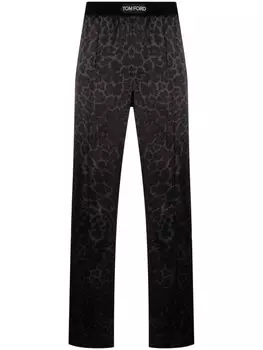 TOM FORD пижамные брюки с леопардовым принтом, черный