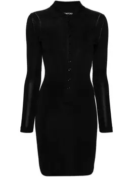 TOM FORD платье мини в рубчик, черный