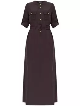 TOM FORD полосатое платье с поясом, коричневый