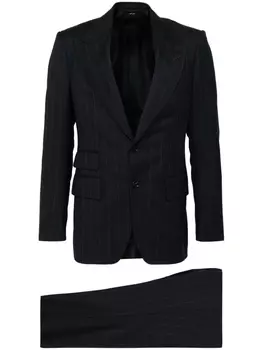 TOM FORD полосатый костюм с однобортным пиджаком, синий