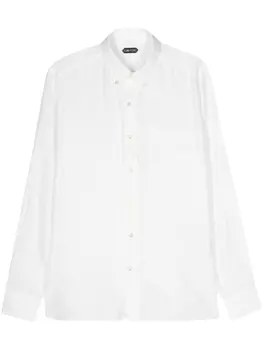 TOM FORD поплиновая рубашка с пуговицами на воротнике, белый