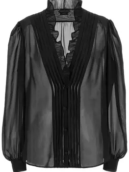 TOM FORD прозрачная блузка с плиссировкой, черный