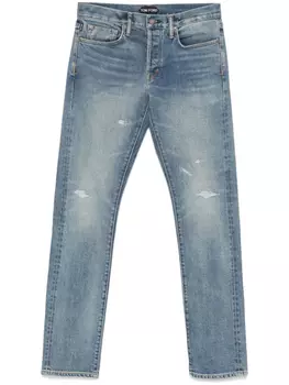 TOM FORD прямые джинсы с нашивкой-логотипом, синий