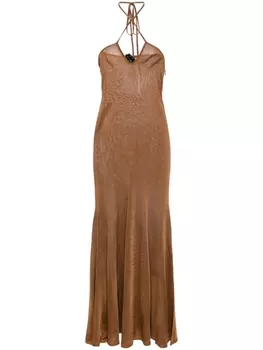 TOM FORD расклешенное платье макси с вырезом халтер, коричневый