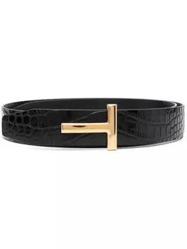 TOM FORD ремень с тиснением под кожу крокодила, черный