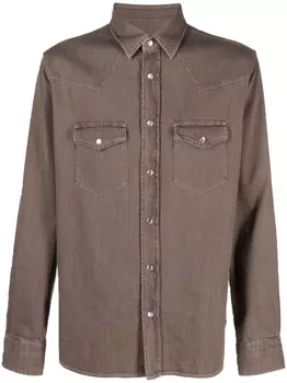 TOM FORD рубашка на кнопках с заостренным воротником, коричневый