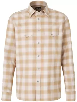 TOM FORD рубашка в клетку, нейтральный цвет