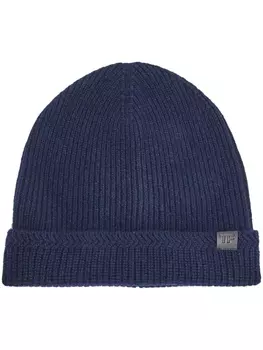 TOM FORD шапка-бини с логотипом и ребристой вязкой, синий