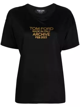TOM FORD шелковая футболка с логотипом, черный