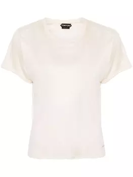 TOM FORD шелковая футболка с логотипом, нейтральный цвет