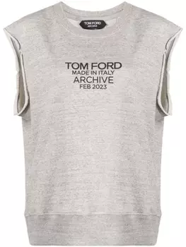 TOM FORD шелковая футболка с логотипом, серый