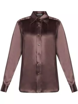 TOM FORD шелковая рубашка на пуговицах, коричневый