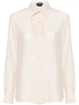 TOM FORD шелковая рубашка со складками, нейтральный цвет