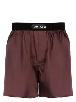 TOM FORD шелковые боксеры с логотипом, коричневый