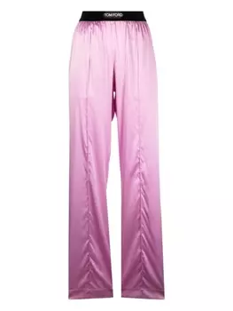 TOM FORD шелковые пижамные брюки с нашивкой-логотипом, розовый