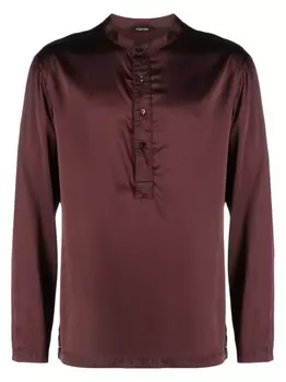 TOM FORD шелквовый топ Henley, коричневый