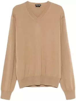 TOM FORD свитер с V-образным вырезом, коричневый