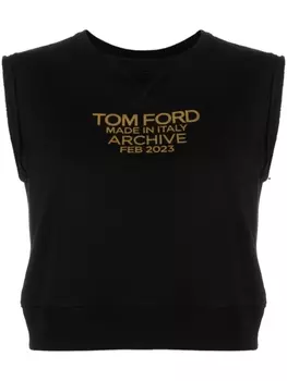 TOM FORD топ с логотипом, черный