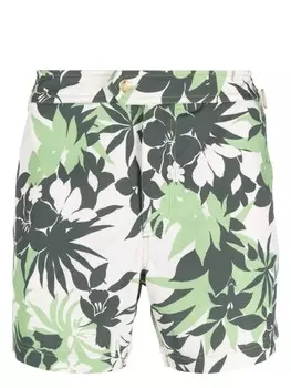 TOM FORD Tropical Flower-print swim shorts, зеленый