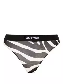 TOM FORD трусы-стринги Optical с зебровым принтом, белый