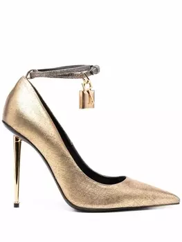 TOM FORD туфли-лодочки Padlock 115 с эффектом металлик, золотистый