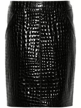 TOM FORD юбка с тиснением под кожу крокодила, черный