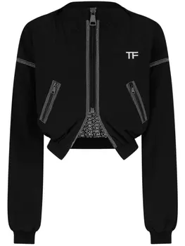 TOM FORD укороченный бомбер с вышитым логотипом, черный