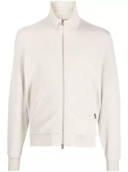 TOM FORD велюровая толстовка на молнии с воротником-воронкой, нейтральный цвет
