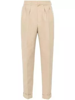 TOM FORD зауженные брюки со складками, нейтральный цвет