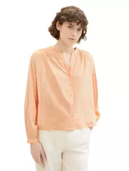 TOM TAILOR блузка с длинными рукавами и вышивкой по всей поверхности, цвет Peach Tonal Embroidery