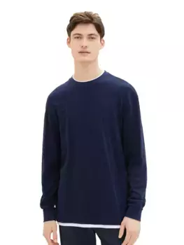 TOM TAILOR Джинсовая рубашка 2-в-1 с длинными рукавами Tom Tailor Denim, цвет морской волны