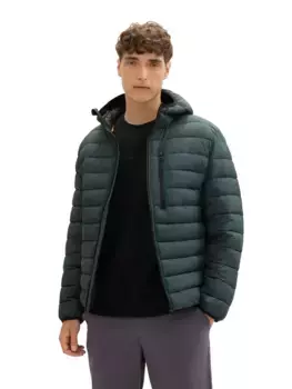 TOM TAILOR джинсовая стеганая куртка, с капюшоном, с капюшоном Tom Tailor Denim, зеленый