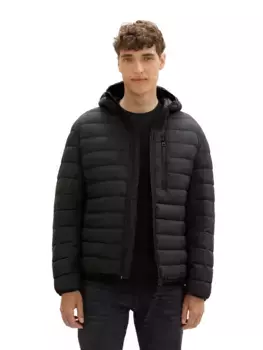 TOM TAILOR джинсовая стеганая куртка, с капюшоном, с капюшоном Tom Tailor Denim, черный