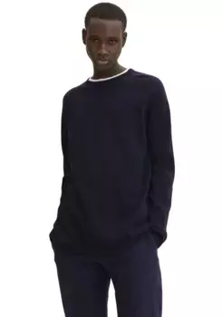 TOM TAILOR Джинсовый вязаный свитер "Мужской свитер с круглым вырезом Tom Tailor Denim", цвет морской волны