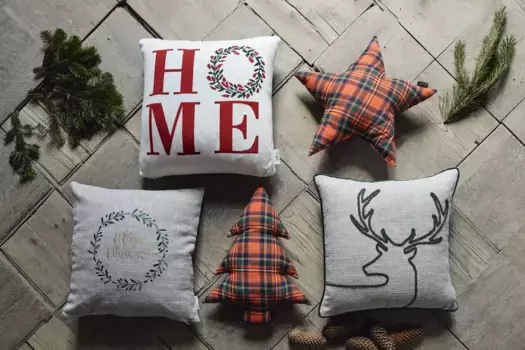 TOM TAILOR HOME декоративная подушка "Рождественский олень", чехол без наполнения, 1 шт 45х45 см, шампань/бежевый