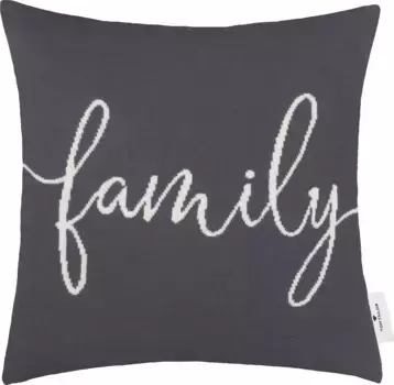 TOM TAILOR HOME декоративная подушка "Семья", из высококачественного хлопка, чехол без наполнителя, 1 шт 40х40 см, антрацит/темно-серый/серый