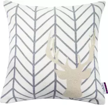 TOM TAILOR HOME декоративная подушка "SHINY DEER", чехол без наполнителя, 1 шт 50х50 см, цвет goldfarben/wollwei/grau + gemustert