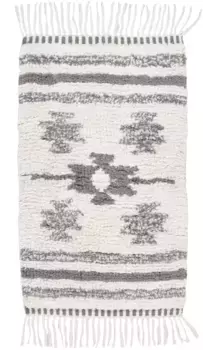 TOM TAILOR HOME Коврик для ванной "Этно Ванна", высота 20 мм, подходит для пола с подогревом, коврик для ванной, берберский стиль, с бахромой, чистый хлопок прямоугольный (70х160 см), белый