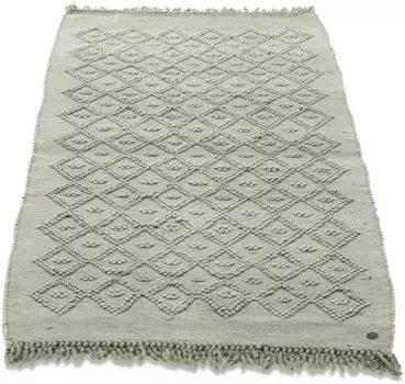 TOM TAILOR HOME Коврик для ванной "Vintage Wash", высота 6 мм, подходит для пола с подогревом, коврик для ванной, однотонный, ромбовидный узор, с бахромой, чистый хлопок прямоугольный (60х100 см), зеленый