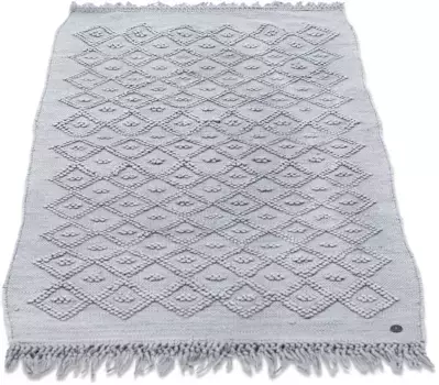 TOM TAILOR HOME Коврик для ванной "Vintage Wash", высота 6 мм, подходит для пола с подогревом, коврик для ванной, однотонный, ромбовидный узор, с бахромой, чистый хлопок прямоугольный (70х120 см), серый