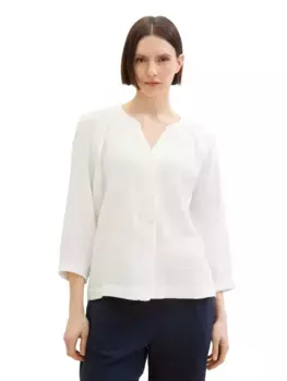 TOM TAILOR Мятая блузка с мятым эффектом, белый