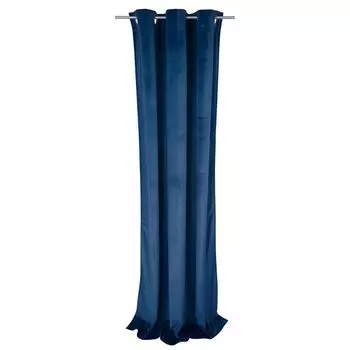 TOM TAILOR непрозрачная штора с люверсами FRENCH VELVET синяя 135 x 245 см, синий