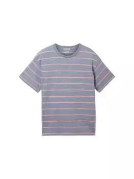 TOM TAILOR рубашка оверсайз в полоску, цвет Bluish Grey Neon Stripe
