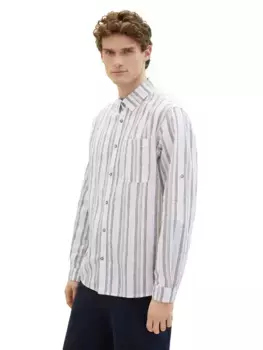 TOM TAILOR рубашка с длинными рукавами и манжетами, цвет White Multicolor Stripe