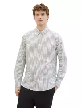 TOM TAILOR рубашка с длинными рукавами и полосатым узором, цвет White Pastel Stripe