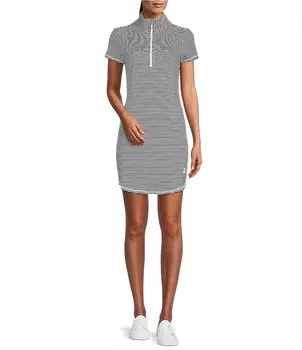 Tommy Bahama IslandZone Платье в полоску с короткими рукавами и молнией в полоску Aubrey Cassia, мультиколор