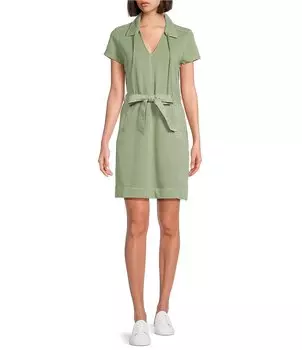 Tommy Bahama Johnny Платье с короткими рукавами и поясом на талии, зеленый