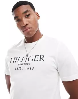 Tommy Hilfiger – белая футболка с большим логотипом