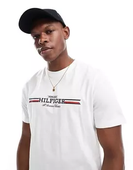 Tommy Hilfiger – Белая y футболка с полосками на груди