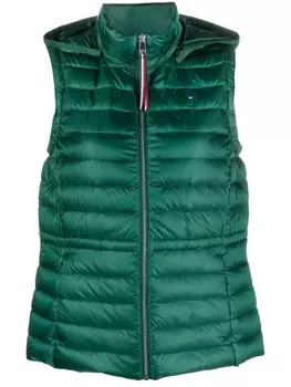 Tommy Hilfiger дутый жилет на молнии, зеленый